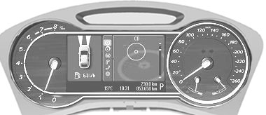 Instrumenter Type 3 A B E D C E87713 A B C D E Turteller Speedometer Temperaturmåler for motorens kjølevæske Drivstoffmåler Meldingssenter. Se Informasjonsdisplayer (side 85).