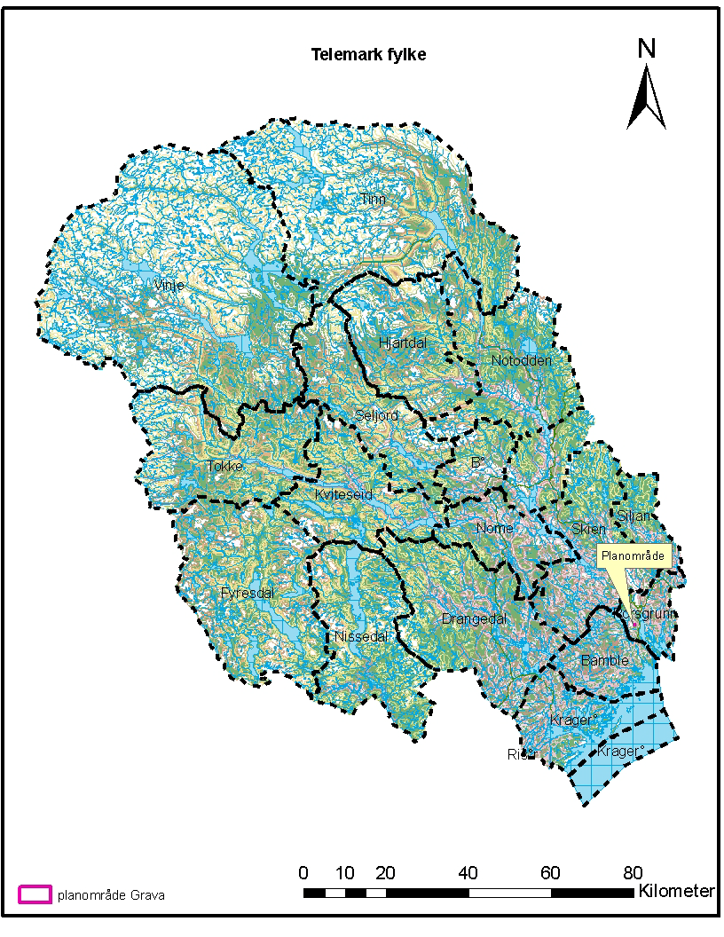 Området Planområdet ligger på gården Grava i Heistad i Porsgrunn kommune i Telemark fylke (se kartoversikter side 6-8).