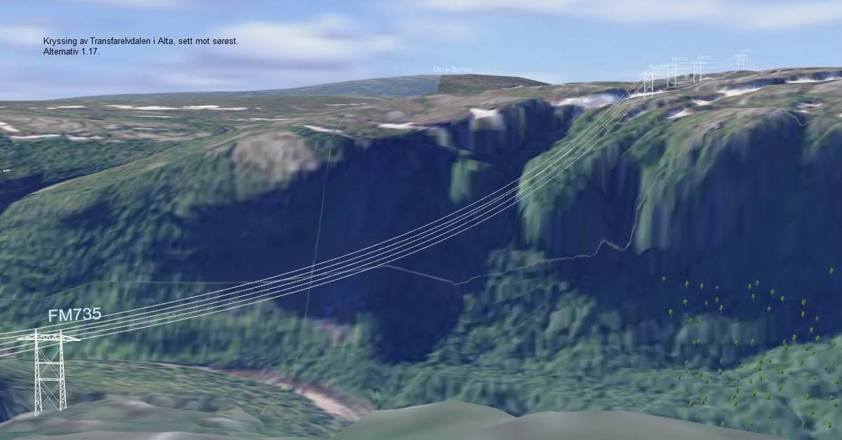 420 kv Balsfjord Hammerfest Figur 76: Nedføringskorridoren fra Store-Borras over Transfarelvdalen sett mot nordøst. 7.11 Oppsummering av alternativer - seksjon 5 Det er ikke store forskjeller i konsekvens mellom Skillemoen og Eibymoen som stasjonsalternativer.