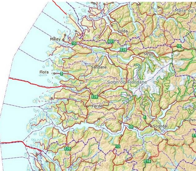 Side 7 av 8 Fig. 1 Kart som syner dei føreslegne sonene i Sogn og Fjordane (raud line) Nye konsesjonar I høyringsnotatet står det fleire stader (m.a. s. 7) at ein auksjon vil normalt sikre at den mest effektive aktøren får tilgang til det nye løyvet.