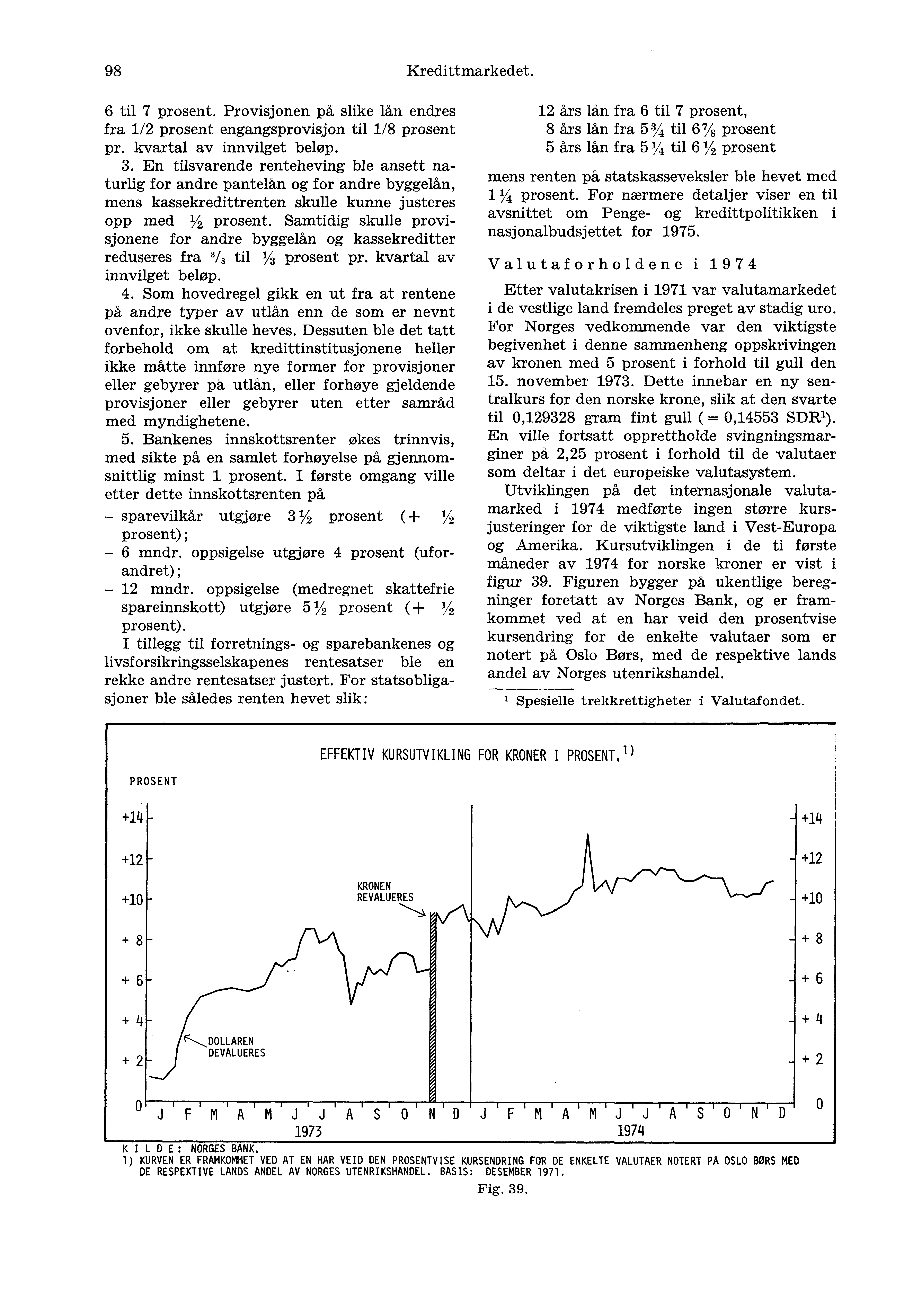 98 Kredittmarkedet. 6 til 7 prosent. Provisjonen på slike lån endres fra 1/2 prosent engangsprovisjon til 1/8 prosent pr. kvartal av innvilget beløp. 3.