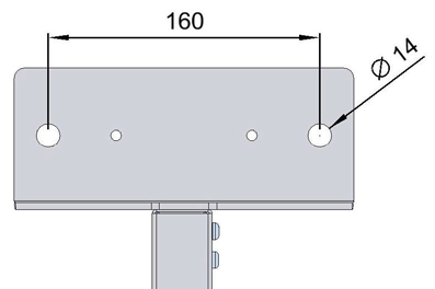 Festes i skiltet med 8mm T-hode bolter i skruespor Med 10,5mm hull for 8mm bolter og 15mm