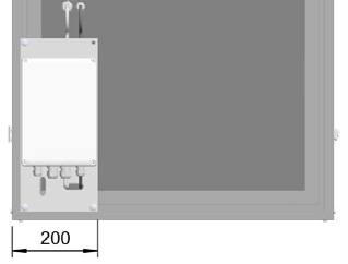 109 LED SPESIAL SKILT STYRING - Koplingsboks Koplingsboksen er normalt montert i nedre venstre hjørne på skiltet.