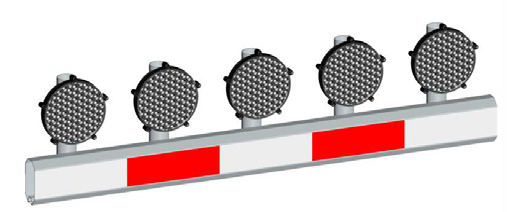 LEDELYS FOR BOMLAMPER BESKRIVELSE 200mm Gulblink med 40-60mm rørfeste. 3-7 stk. Euroskilt LED lampe type SR2D, i ledelys oppsett.