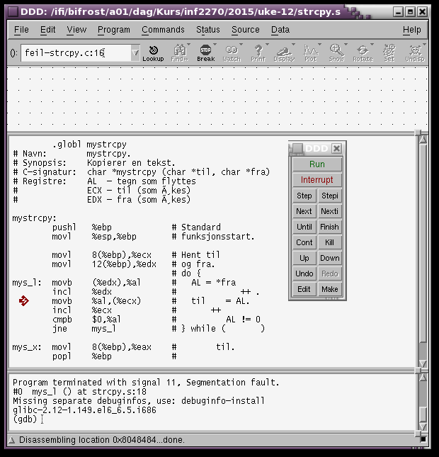 Programmet ddd Sjekke programdumpen I File-menyen