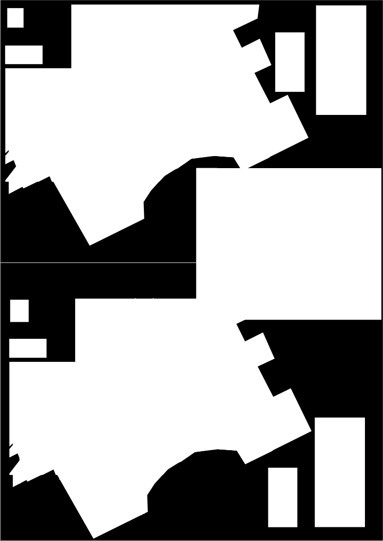 Lilla polygon indikerer lokaliseringen til A og B.