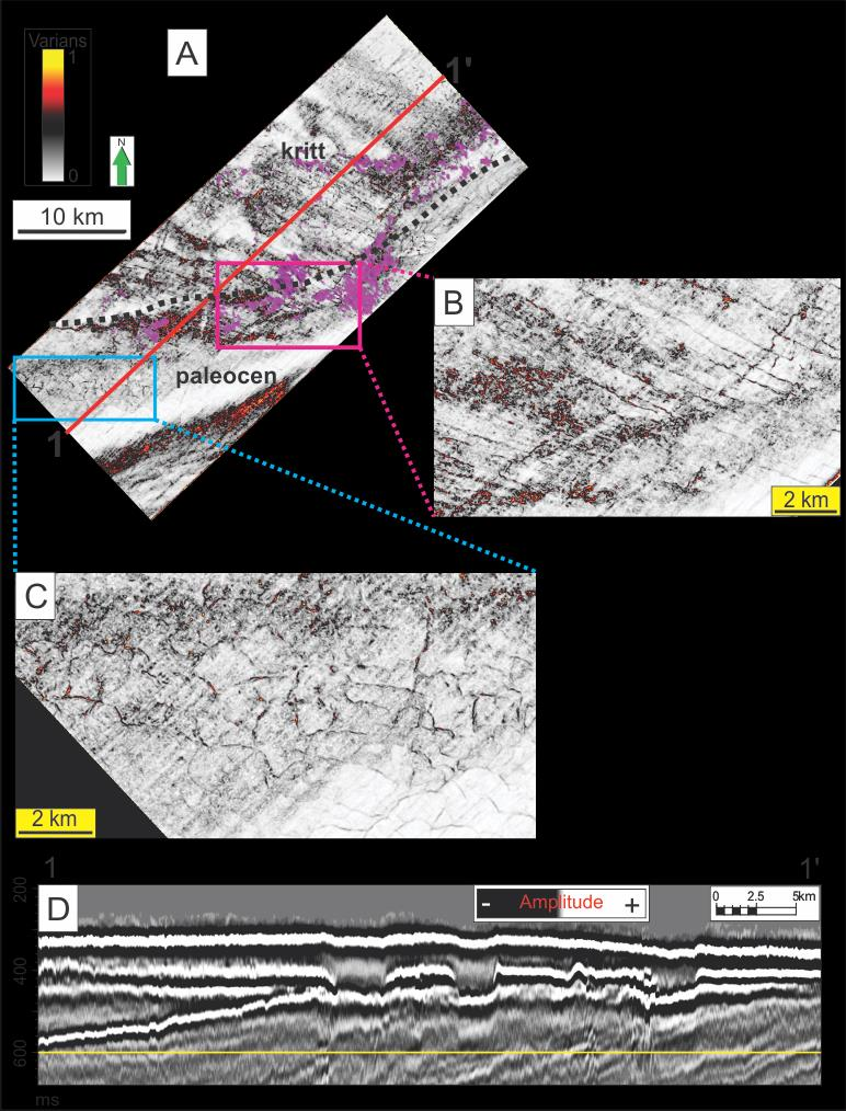 3. Resultater hydrokarbonenes migrasjon fra dypere formasjoner opp til de glasiale sedimentene. Det er også observert polygonale forkastninger (3.5.4C).