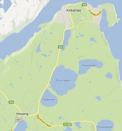 2 Situasjonsbeskrivelse for trafikk Innfartsvegen til Kirkenes, E6, har en ÅDT på cirka 8000, ved Tredjevatn er ÅDT på hovedvegen cirka 7800.