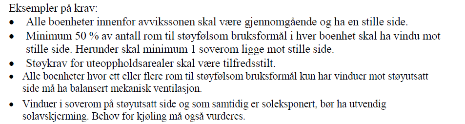 Reguleringsbestemmelser Retningslinje T-1442 og veileder M-128 gir eksempler Avvik fra anbefalingene i sentrumssoner og