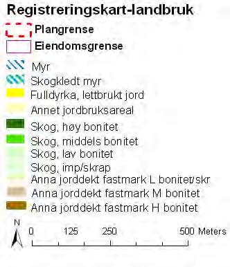 I tillegg til disse tallene vil noe areal som reguleres til annen veggrunn kunne berøres av tiltaket. Totalt beslaglegges ca mindre enn 1/2 daa skog, som er helt ubetydelig.