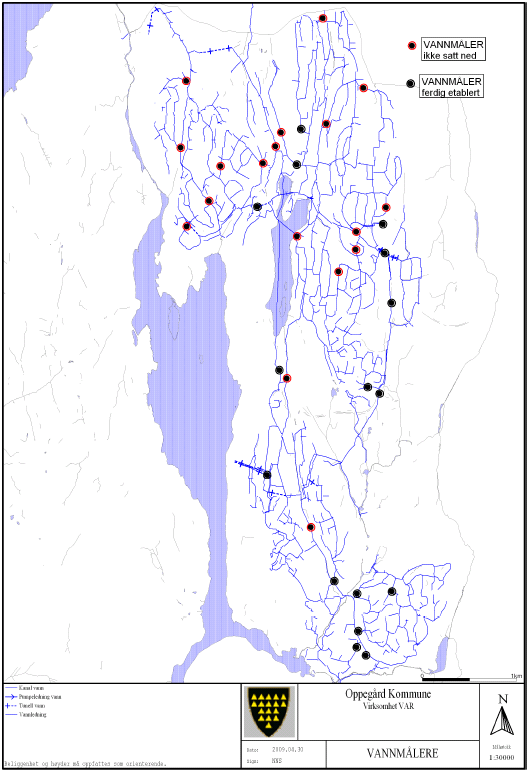 Figur 6.2.5.3: Vannmålere på vannledningsnettet. 6.2.6 Sikkerhet mot avbrudd i vannforsyningen Sett fra et hygieneperspektiv er det minst like viktig å ha nok vann som godt vann.