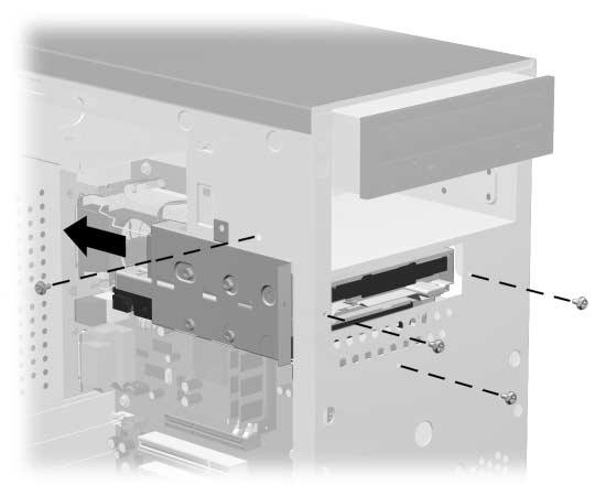 Maskinvareoppgradering Ta ut en diskettstasjon eller en harddisk 1. Avslutt operativsystemet fullstendig, slå av datamaskinen og eventuelle eksterne enheter. 2. Koble strømkabelen fra strømuttaket. 3.