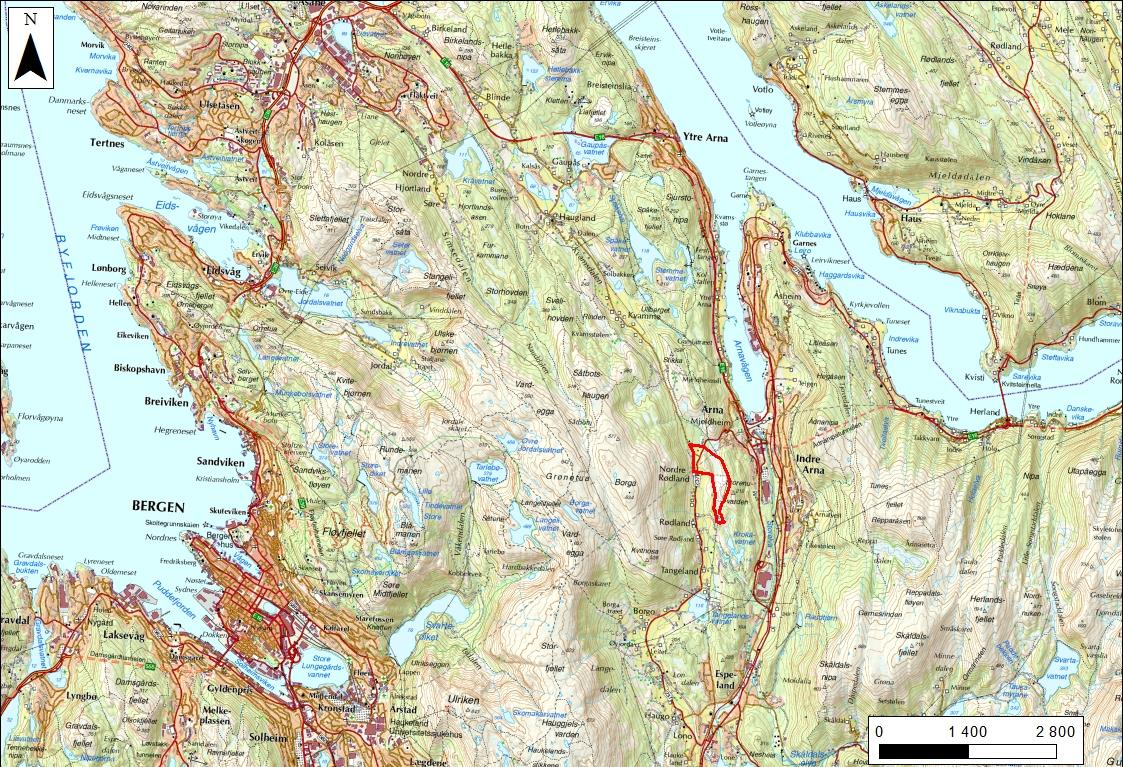 5. Området Planområdet ligg Langedalen i Indre Arna, om lag 1 km