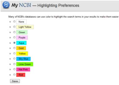 Endre utseende Velg NCBI Site Preferences ().