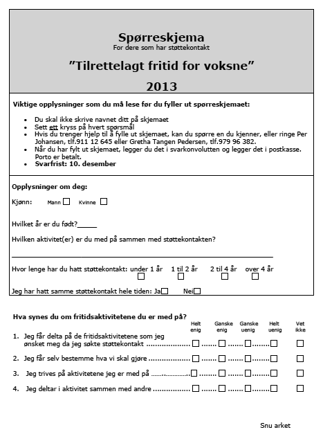 Spørreskjema Vedlegg Støttekontakt