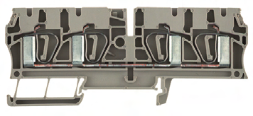 Fjærklemme i rustfrittstål presser lederen mot galvanisert strømskinne i kobber. Bredde/Lengde/Høyde med TS35x7.5 mm 6.1 x 83.5 x 43.