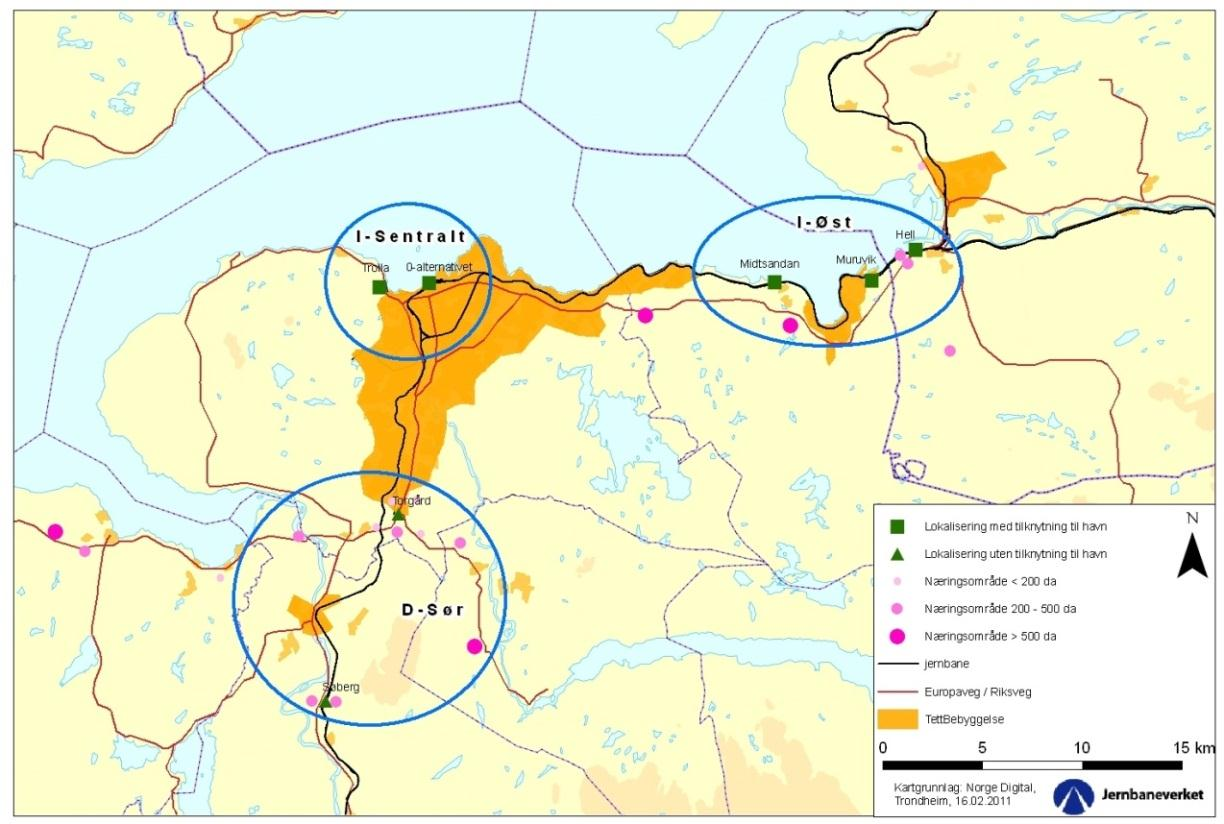 Etter grovsiling og evaluering er det gjennomført en samfunnsøkonomisk analyse for konseptene I- sentralt, D-sør og I- øst, jf. oversiktskartet i figur III.