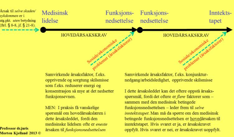 Vilkår for uføretrygd årsakskravet Medisinsk lidelse Funksjonsnedsettelse Funksjonsnedsettelse Inntektstapet Juridisk-medisinsk «medført» Juridisk-økonomisk