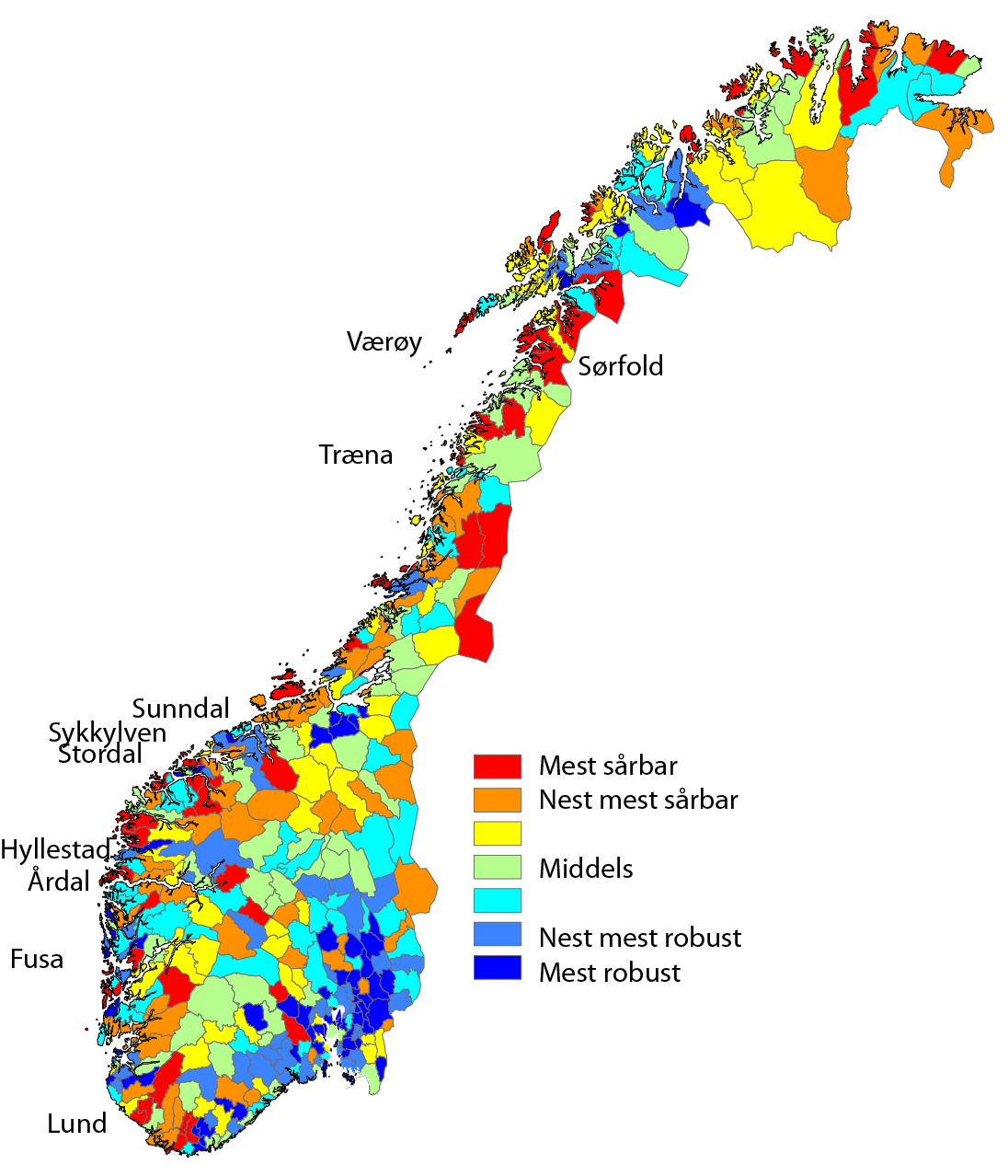 2000-2010 Snitt vekst Andel m. nedgang Andel m.