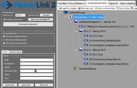 Alle lagrede verdier i E3 kan lastes ned til MASTERLINK og behandles for utskrift av testrapport eller lagring.