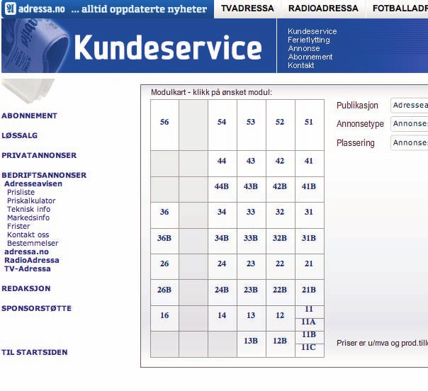 Annonser Annonsemalene du finner i Corda, er laget etter modulkartet for annonsesider til «Storbyavisene» (Adresseavisen, Aftenposten, Stavanger Aftenblad og Bergens Tidende), men omtrent alle aviser