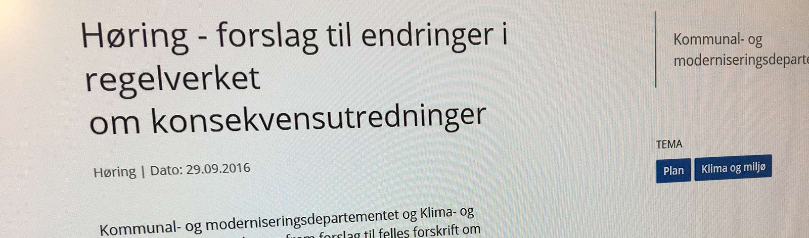 Kommunal- og moderniseringsdepartementet Forslag til