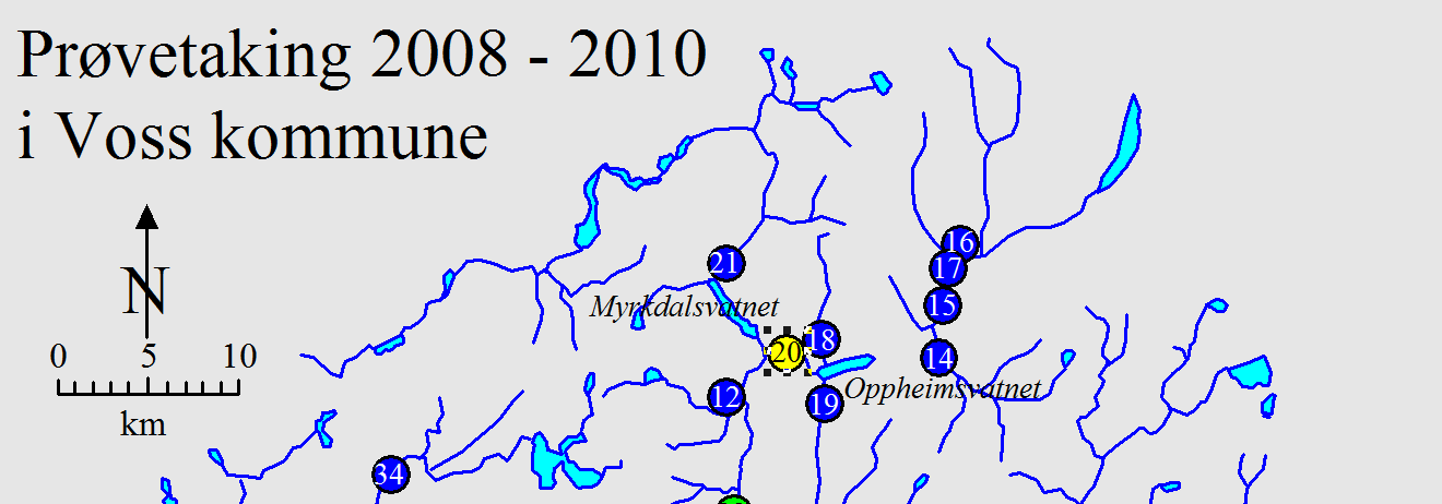 SAMMENDRAG Johnsen G.H. 211. Miljøtilstand i vassdragene i Voss -21. Rådgivende Biologer AS rapport 1445 24 sider ISBN 978-82-7658-852-1.