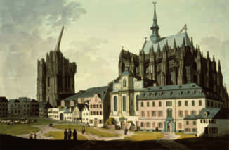 Det tok år å bygge Kölns stolthet Det var smått med penger, pesten gjorde det av med håndverkerne, og bygge tegningene forsvant.