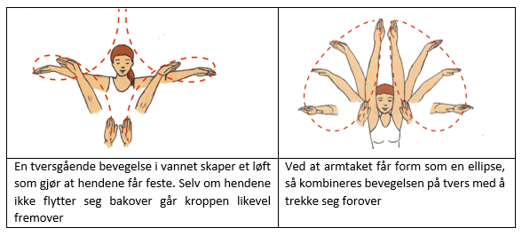 Sidesvømming Stå vertikalt og trå vannet Dykk fra overflaten Svøm 25 m. Ha glifase på en side. Ved hjelp av små håndbevegelser (sculling). Trå vannet i 60 sek. Stå på henda på grunt vann.