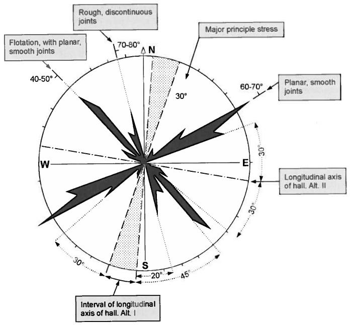 Kapittel 6 sprekkeretningene (Figur 6-1). I tillegg til orienteringen må hensyn tas i forhold til sprekkenes steilhet og friksjonsegenskaper (Nilsen & Broch, 2012).