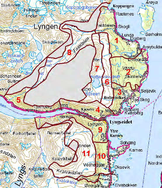 5.4 Vegetasjon og beite i delområdene I dette kapitlet gis en områdevis beskrivelse av naturmiljø, vegetasjon og beiteforhold.