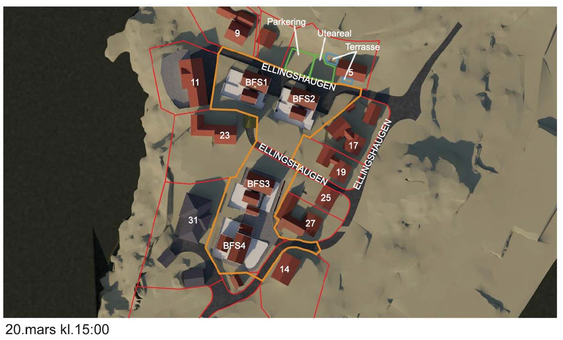 Private uteoppholdsareal Gjeldende kommuneplan stiller krav til minimum 150 m² privat uteareal til den enkelte enebolig. I illustrasjonsplan er utearealet til den enkelte bolig avmerket.