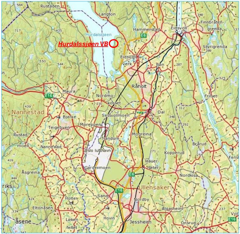 Hurdalssjøen VB, E41 Elektrotekniske anlegg Del 2 Kontraktsgrunnlag 1. GENERELL DEL Arbeidets omfang 1.1.1. Lokalisering Ullensaker kommune har vedtatt å bygge nytt vannbehandlingsanlegg med Hurdalssjøen som vannkilde.
