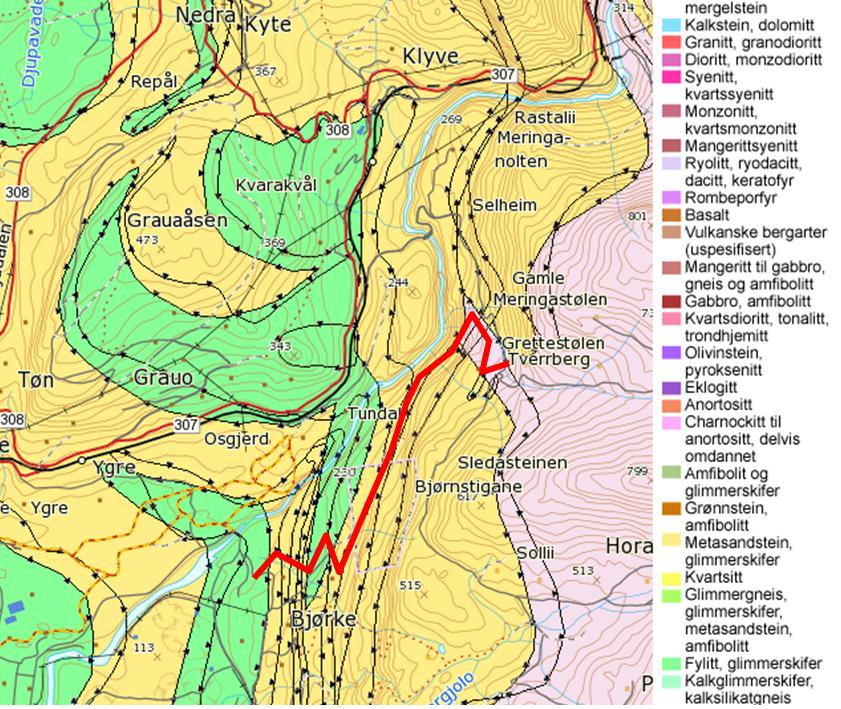 SKREDFAREVURDERING FOR NY LANDBRUKSVEG, SKJERVET-TVEBERG, VOSS KOMMUNE 5 5 Undersøkingar av skredfare Grunnlaget for skredfarevurderinga er ei synfaring av terrenget i området og inkluderer