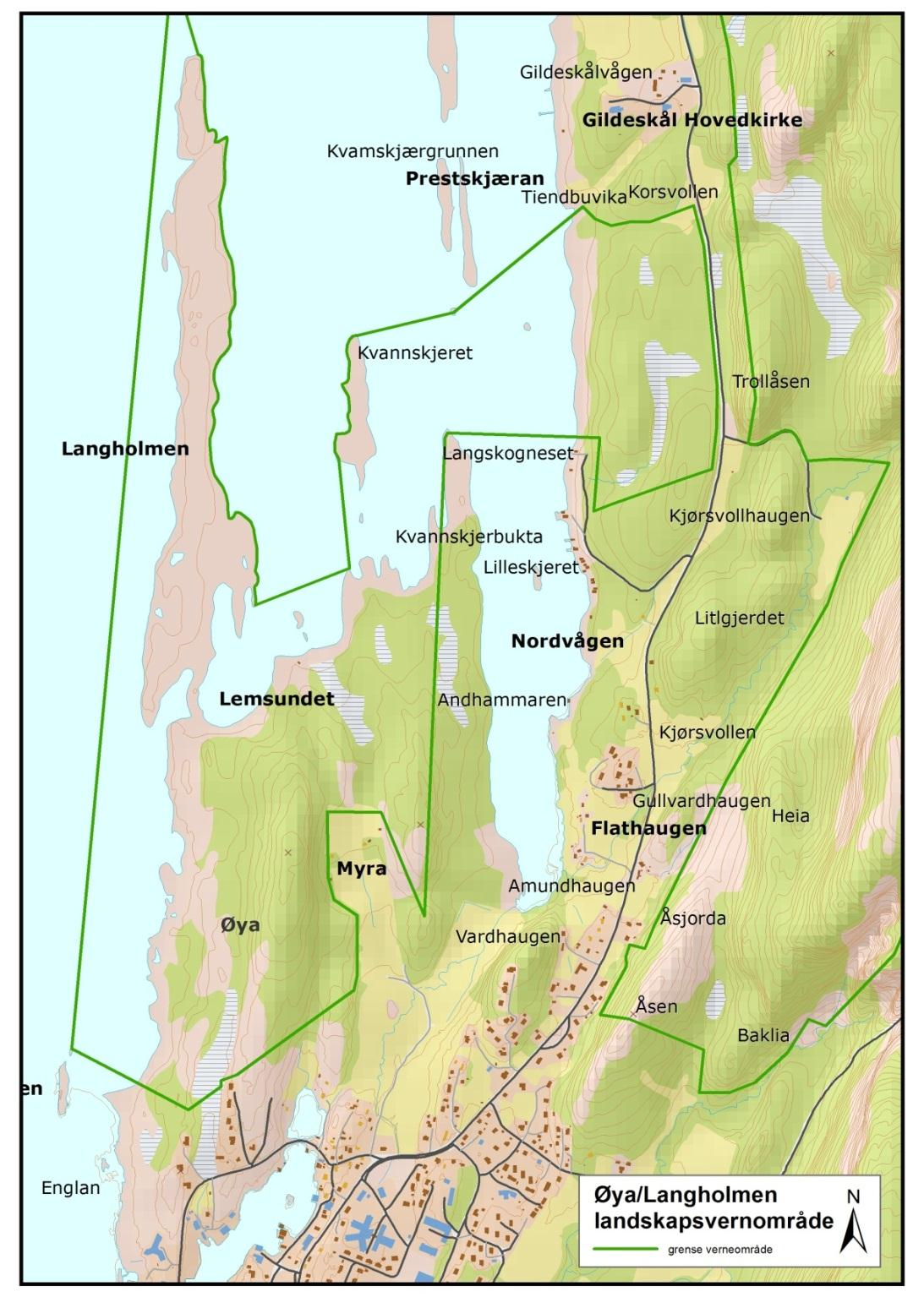 1 Innledning Øya/Langholmen landskapsvernområde ble vernet ved kongelig resolusjon 6. desember 2002. Landskapsvernområdet dekker et areal på 1 402 daa hvorav 613 daa er sjøareal (figur 1).
