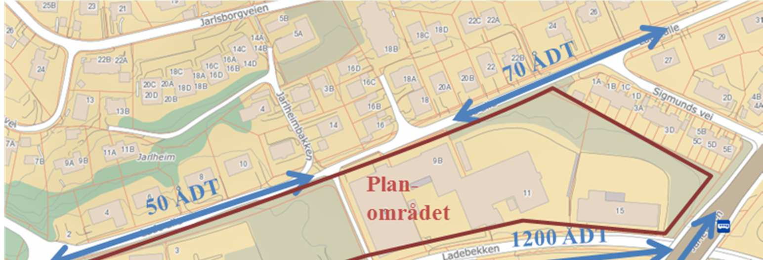 4/15 DETALJREGULERING AV NYHAVNA ØVRE - TRAFIKKANALYSE 3.1.2 Dagens trafikk i Ladebekken, Fridheimveien, Strandveien og Lade Allé Vegstrekning ÅDT Kilde Ladebekken Fridheimveien Strandveien nord