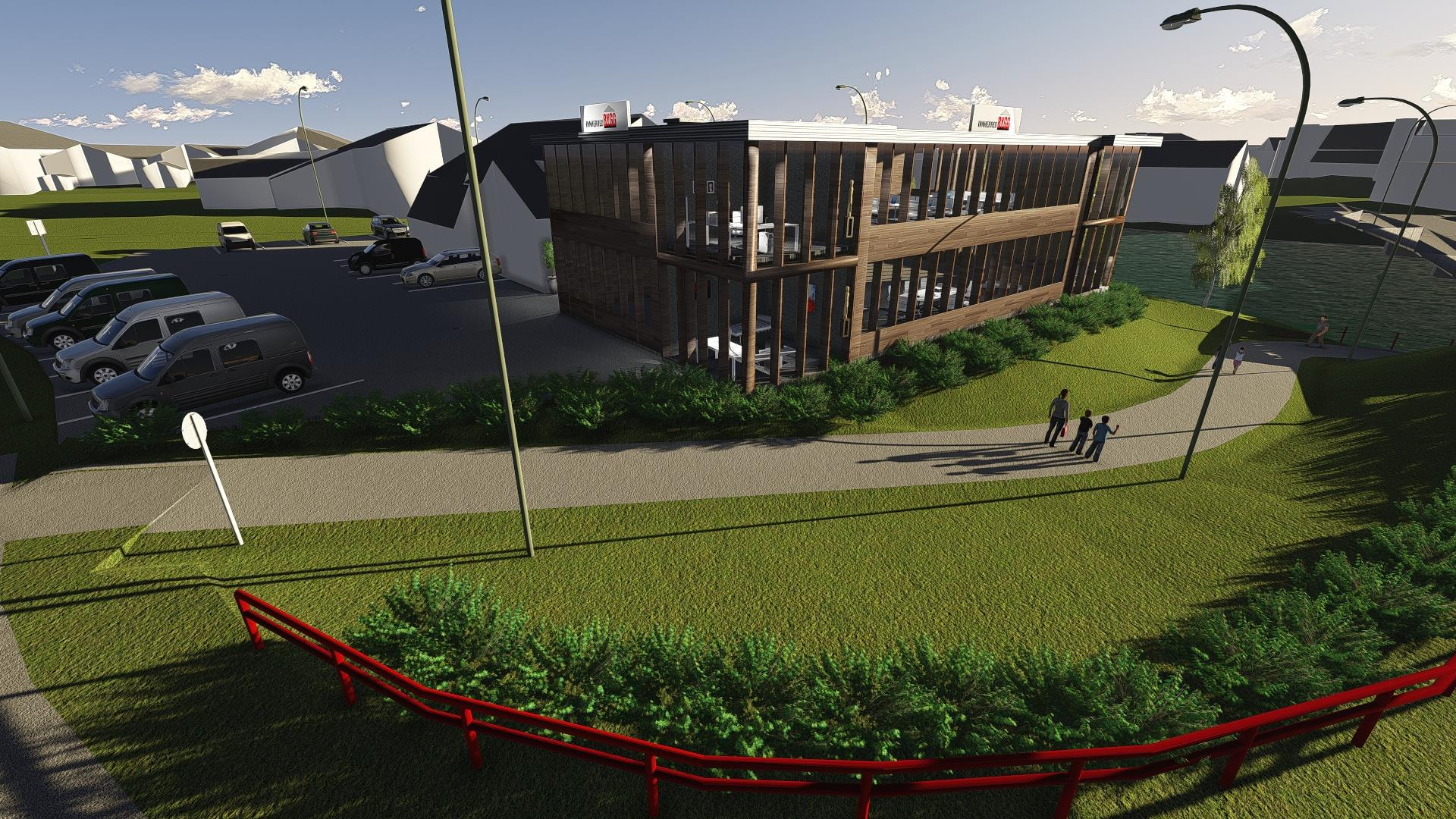 3D - bilde G/s-vei Elvebredden Levanger kommune NB: Byggets arkitektur / form er ei