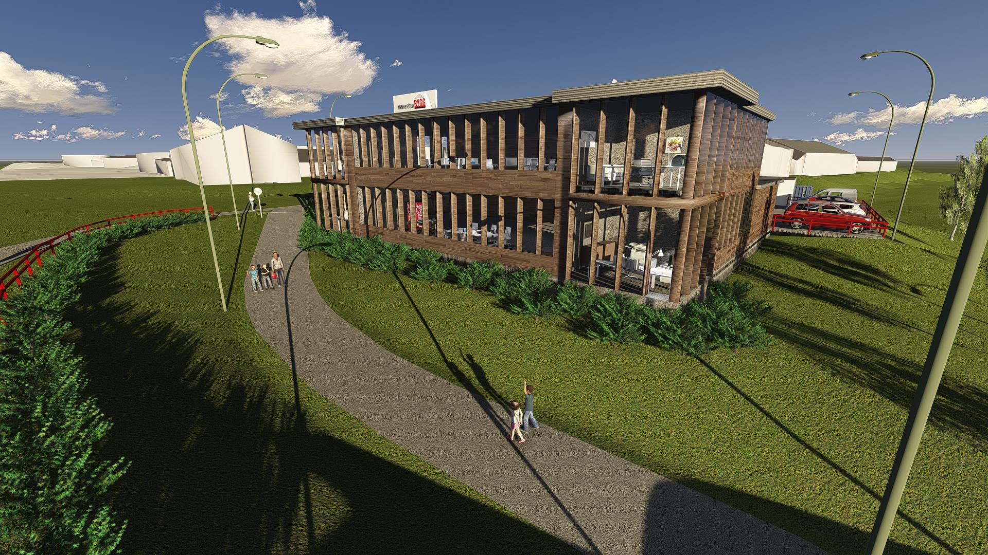 3D - bilde G/s-vei Elvebredden Levanger kommune NB: Byggets arkitektur / form er ei