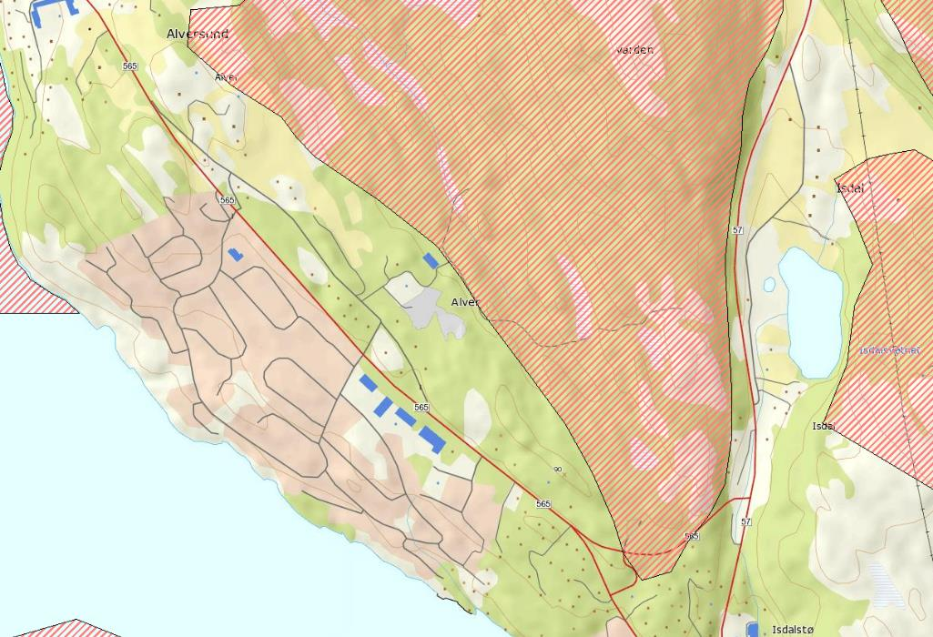 6.8 GRØNE INTERESSER Store deler av planområdet er planert ut med eit dekke av grus. Dei sørlege delane av området består av myrog skogsområde. Dette er ikkje registret med særlig verdi.