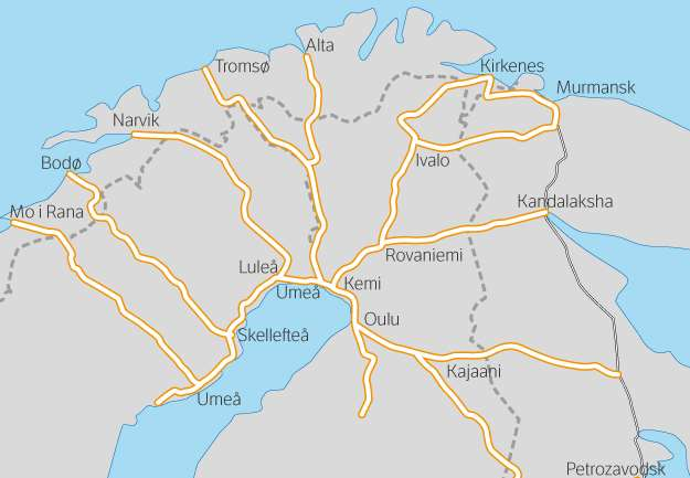 Nordområdene Oppfølging av Joint Barents Transport Plan Søke omklassifisering av rv. 93 til E45 sammen med Finland.