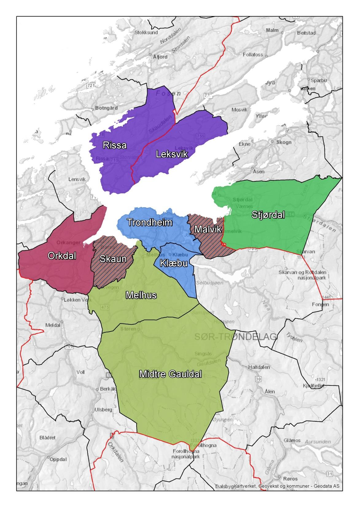 Trondheim TK+3 laget utredning/intensjonsavtale, men dette er avslutta Dialog med Klæbu Klæbu Nei til Melhus/MG Dialog med Trondheim Malvik Har utreda VR og Trondheim PT nei til videre prosess Melhus