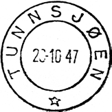 1889 TUNNSJØ Innsendt 16.09.1927 Registrert brukt fra -1 V 95 HLO til 9 XII 22 EA Stempel nr.