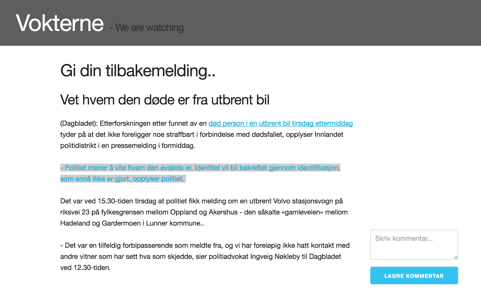 Slik så frimarkering ut etter første iterasjon. Under vises koden til løsningen på skjermbildet over: 1. //Wrapa tagaroundselectedtext 2. vara =document.createelement('a'); 3. 4. selectedtext.