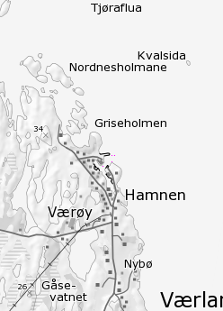 Planlagt tiltak: Molo forlenges med 20 meter og innløpet til havna mudres ned / utdypes fra - 5 meter ned til -6 meter.