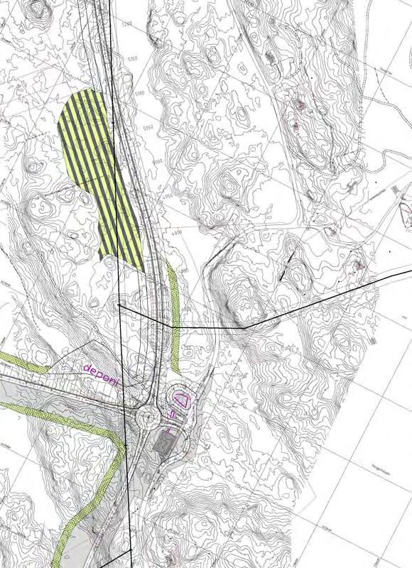 Reguleringsplankart for strekningen forbi Marås og