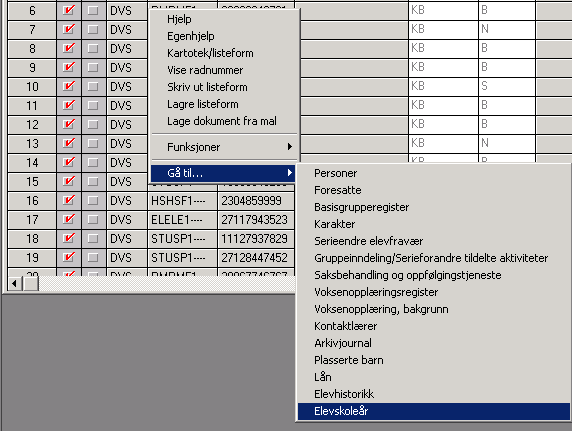 Elevskoleår kvalitetssikring før KB/VM og eksport Fra Elevregister i listeform er det mulighet