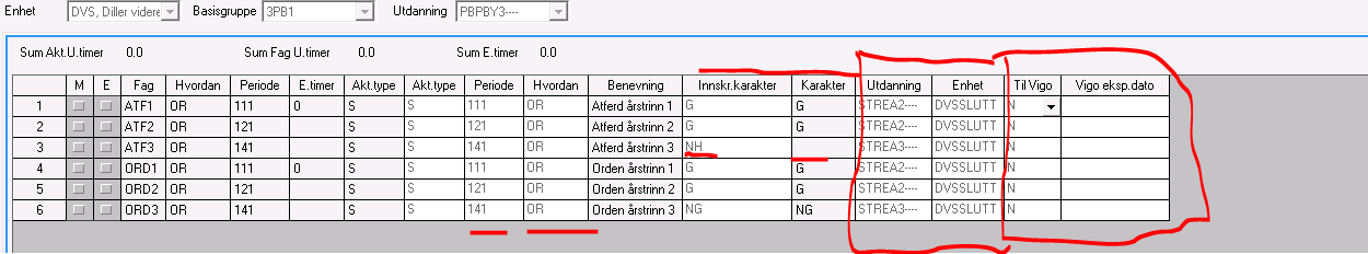 Orden og Atferd Karakter IV ikke godkjent/skal ikke brukeselev kommer ikke med på eksportfila til WIS, bruks kun