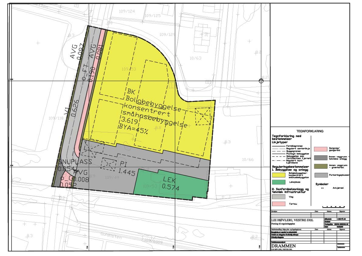 4.2. Arealoppgave. Byggeområde: Boligbebyggelse-konsentrert småhusbebyggelse ca. 3.6 daa Felles lekeplass ca. 0.6 daa Samferdselsanlegg: Offentlig vei ca. 0.6 daa Fortau ca. 0.2 daa Felles parkering ca.