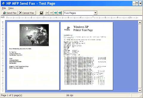11. Hvis du valgte Show Preview Before Sending Fax (Vis forhåndsvisning før faksen sendes) i kategorien Setup (Oppsett), forhåndsvises faksjobben. Kontroller at faksen er korrekt.