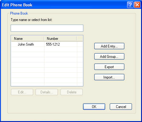 2. I dialogboksen Add Recipients from Phone Book (Legg til mottakere fra telefonboken) klikk på Edit Phone Book (Rediger telefonbok).